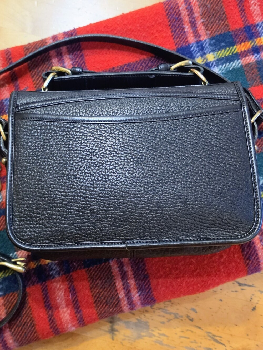 Dooney & Bourke Black Pebbled Leather Shoulder Bag Brass Hardware